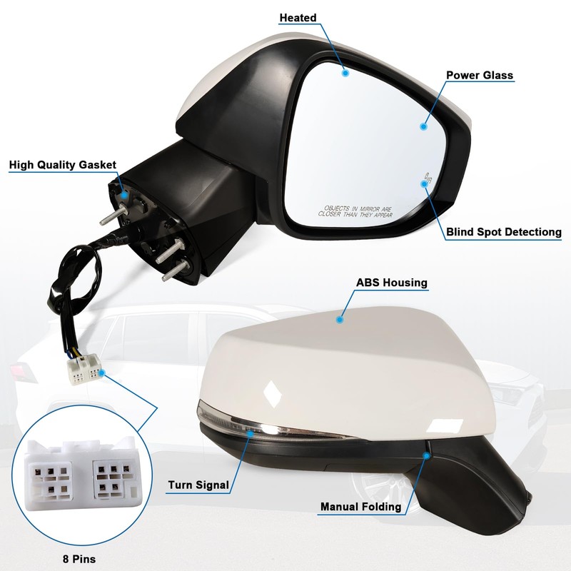 Right Passenger Side Mirror Fits 2019-2025 Toyota Rav4 with Power