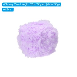 PATIKIL 35yds Faux Fur Yarn, 4 Skeins Fuzzy Yarn Crochet Fluffy Yarn Soft Chunky Polyester Plush Fur Eyelash for Crocheting Knit Blanket Rug Sweater Scarf Hat Bear Craft, Lilac Purple