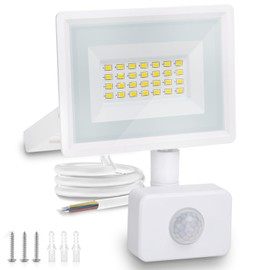 Aigostar 20 W LED Spotlight with Motion Sensor Outdoor, 1650 lm, 4000 K, Natural White Outdoor Spotlight, IP65 Waterproof Spotlight, Outdoor Light for Garden, Courtyards, Garage, Hotel