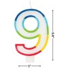Unique Vibrant Rainbow Border Number "9" Birthday Candle - Multicolored