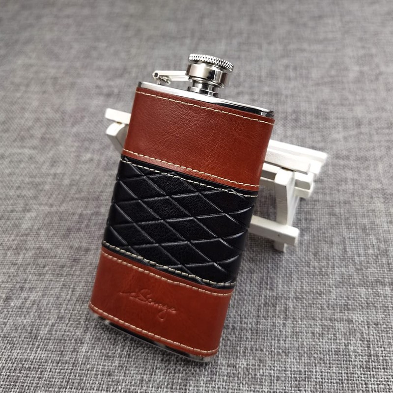 iSavage 4oz Leather Wrapped Hip Flask-YM156