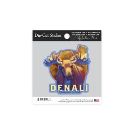 Die Cut Sticker Denali National Park, Alaska, Moose, Vivid, Contour Vinyl Sticker 1 to 3 inches (Waterproof Decal for Cars, Water Bottles, Laptops, Coolers), Small