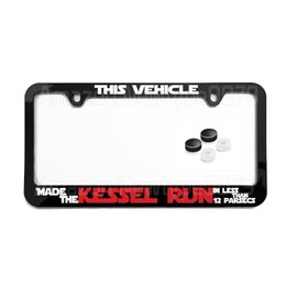 License Plate Frame, This Vehicle Made The Kessel Run in Less Than 12 Parsecs Red, with Screw Caps, Tag Cover, Car Frame, Auto Accessories, Cool Decoration, for USA & Canada License Plate Frame