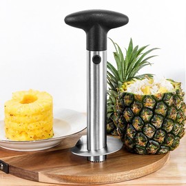 Upgraded Stainless Steel Pineapple Peeler - Handheld Pineapple Corer Remover, Pineapple Slicer and Cutter Tools for Home Kitchen with Sharp Blade Easy Core Removal & Slicing (Black)