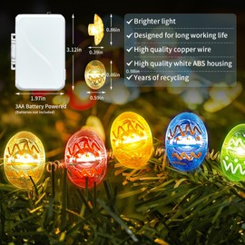 pozzolanas 1Pack Easter Egg LED Lights for Easter Decoration, 16FT 50LEDs String Lights Waterproof Lights for Indoor Outdoor Home Party Tree Windows