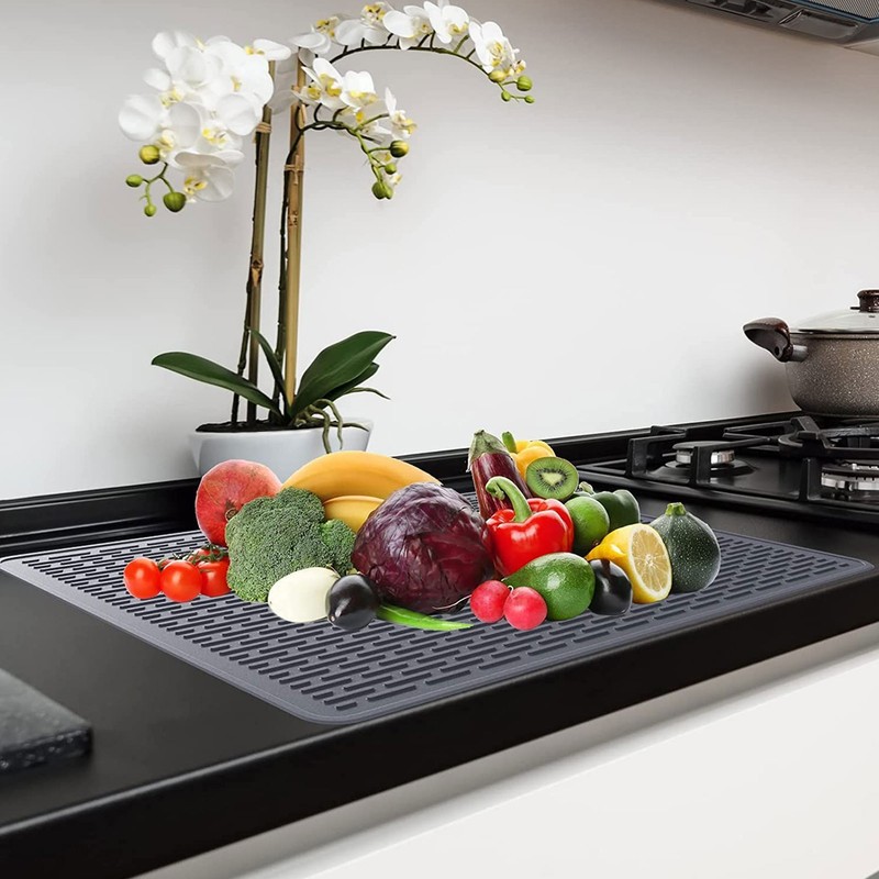 Dish Drying Mat Silicone Non Slip Heat Resistant Hot Pot
