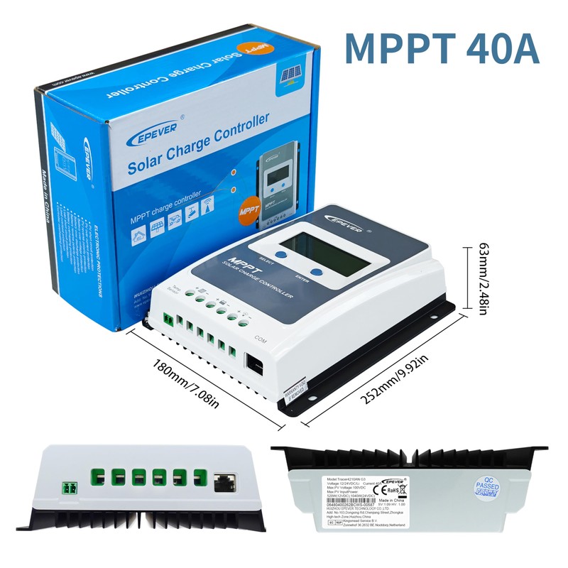 EPEVER MPPT Solar Charge Controller 40A 12V 24V Auto Max