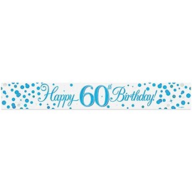 Oaktree 625884 9ft Banner 60th Sparkling Fizz Birthday Blue Holographic