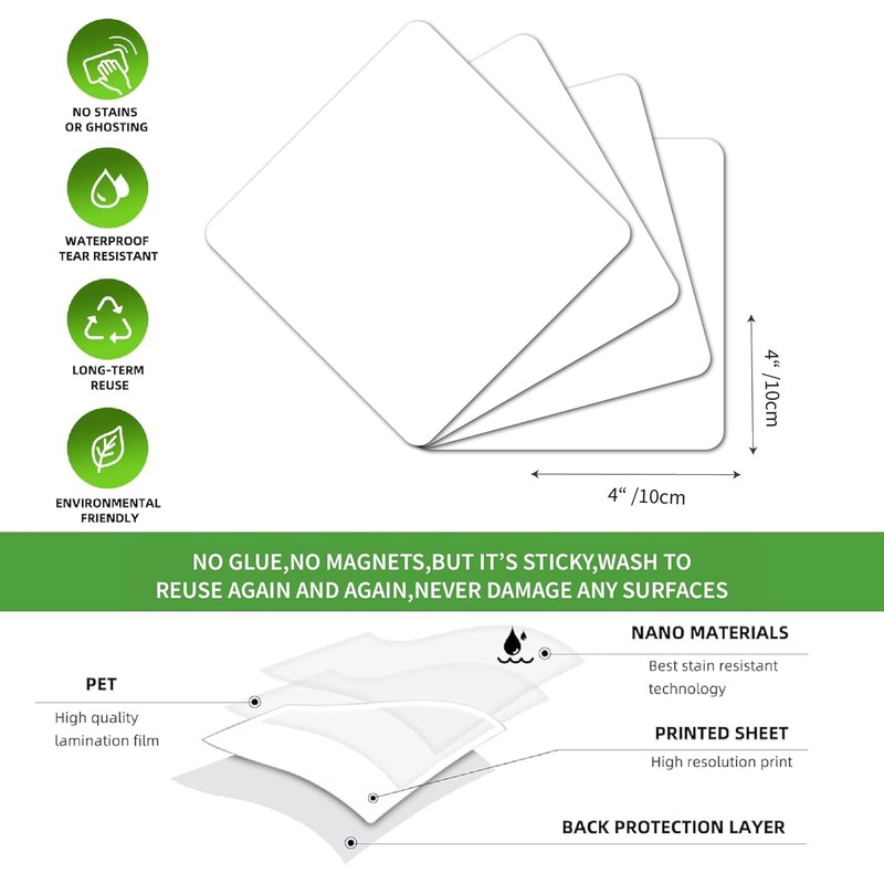 SVNOOC Multiple Use Removable Labels, Dry Wipe Labels Stickers, White,
