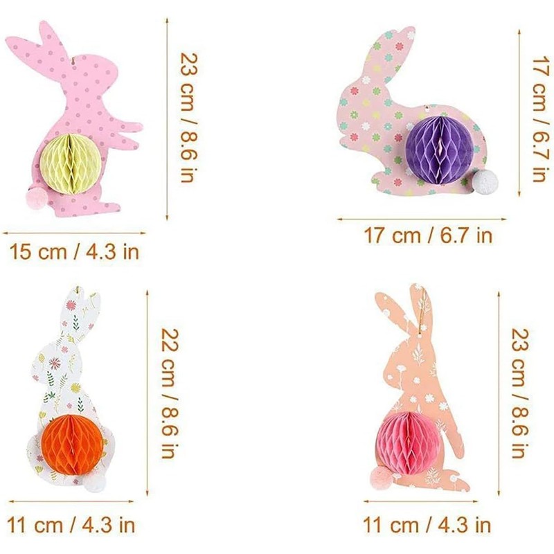 Easter Decoration Honeycomb Ball Pack of 4 Decorative Easter Eggs