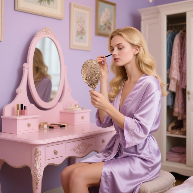 XPXKJ Hand Mirror Vintage Handheld Mirror with Handle Vanity Makeup