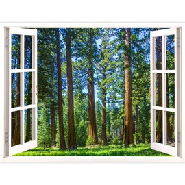 IDEA4WALL Wall Murals for Bedroom Fake Window View Forest Removable Wallpaper Peel and Stick Wall Stickers - 36x48 inches