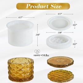 ISSEVE Jar Resin Molds Silicone, Large Diamond Jar Silicone Molds with 2Pcs Lid, Epoxy Jar Molds for Storage Box,Candy Jewelry Container,Home Decoration,DIY Resin Epoxy Casting Craft