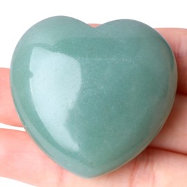 UU UNIHOM 40mm Natural Green Aventurine Large Heart Stones Healing Crystals Gemstones Gifts Heart Shaped Rocks for Home Decor Reiki Meditation Women