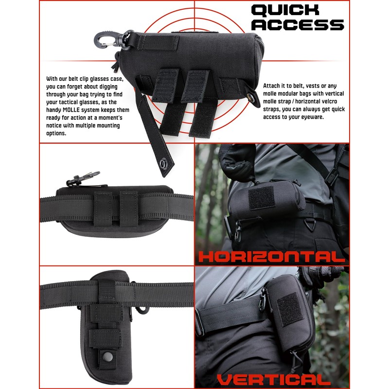 WYNEX Tactical Molle Glasses Pouch, Shockproof Eyeglass Case, Sunglass Case