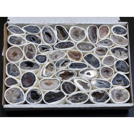 Oco Geode Cut Crystals (Avg 3.5 LBs) Box Flat Bulk Wholesale Lot Rough Raw Stone - 1 Box