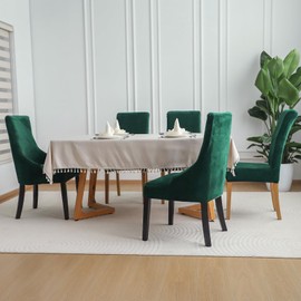 FORCHEER Wing Back Dining Chair Covers Set of 2 Green Velvet Stretch Wingback Dining Table Side Chair Slipcovers Washable