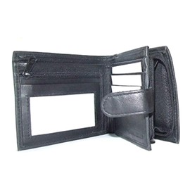 Mens Wallet, Zip Pocket, ID Window Black Black