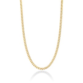 Miabella Italian 18K Gold Over 925 Sterling Silver 2.3mm Curb Cuban Link Chain Necklace for Women Made in Italy(Length 26 Inches)