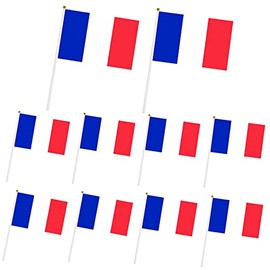 10pcs Mini France Handheld Flags Stick Flags, Small France Flags on Sticks for World Cup France 2022 Decorations Cheering Flags Outdoor/Bar/Party Supplies, France Football Fans Hand Flags