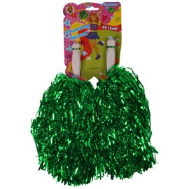 Schnoschi Pack of 2 Pompoms Cheerleading Cheerleader Dance Fringe Pom Poms 1 Pair Many Colours (Green)