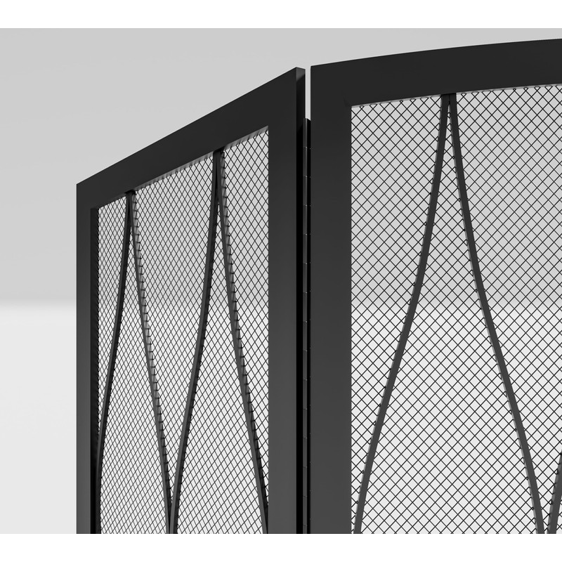 Kingson Childproof Fireplace Screen 3- Panel Modern Handcrafted Wrought Iron