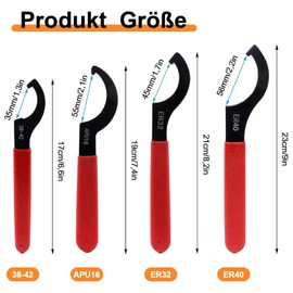 Thread Wrench, Pack of 4 Hook Key Tool, C Shaped Wrench, Shock Spanner, Shock Wrench, for Tightening or Loosening Lock Nuts in Tight Spaces