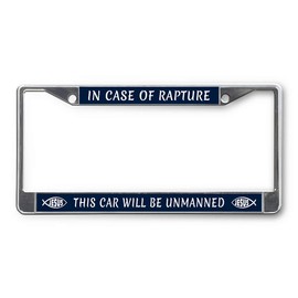 Sign Destination Metal License Plate Frame in Case of Rapture Car Auto Tag Holder Chrome 2 Holes Set of 2