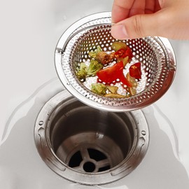 jatimdotin Sink Strainer Stainless Steel Sink Strainer with Handle Hair Strainer for Shower Bathtub Kitchen (11*8*2cm)