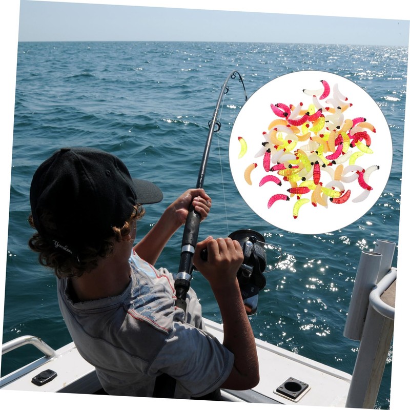 OHPHCALL 100pcs Bionic Maggot Bait Lightweight Soft Paddle Tail Bass