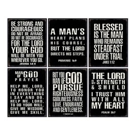 Christian Wall Art - Religious Wall Decor- Christian Gifts for Men - Motivational Quotes Scripture Wall Decor - Man cave Decor - Positive Quotes Wall Art - Inspirational Wall Decor - Office Decor