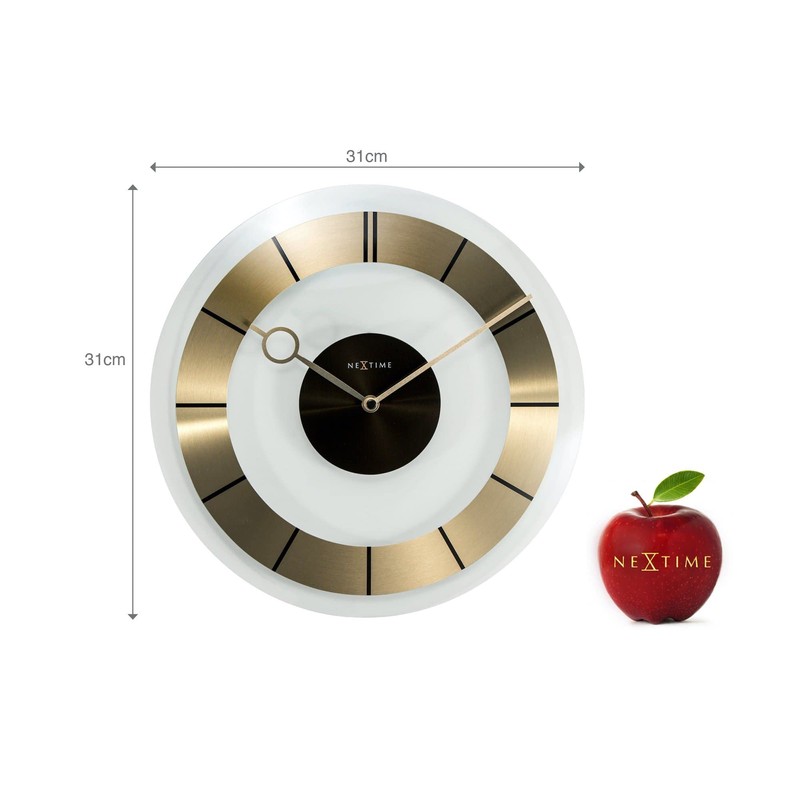 NEXTIME 2790GO Retro Gold Glass Clock, 31.0 x 31.0 x