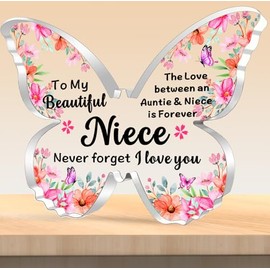 TTOVEN Niece Gifts from Auntie Niece Birthday Gifts Niece Butterfly-Shaped Plaque Gifts