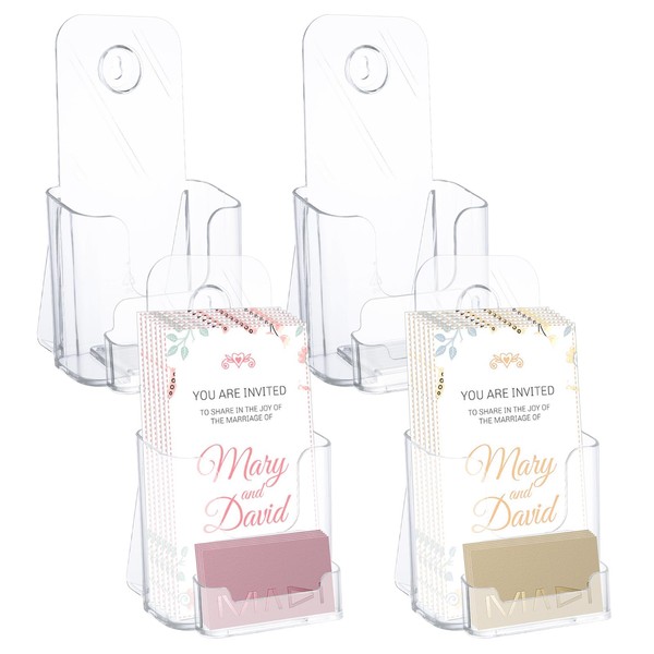 LISHINE 4 Pack Acrylic Brochure Holder 4x9 Inches Brochure Display