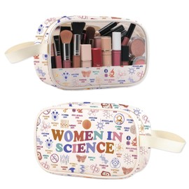 ENSIANTH Women In Science Clear Toiletry Bag Feminism Gift Lab Week Gift STEM Education- Women Scientist Makeup Bag (Science Clear MU)