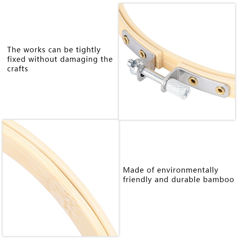 12Pcs Bamboo Embroidery Hoops Adjustable Cross Stitch Frame Circle Sewing
