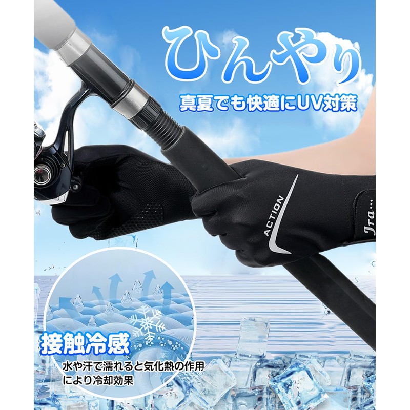 MEPOKI Men's Summer UV Protection Gloves, Thin UPF50+ (Mesh Palm