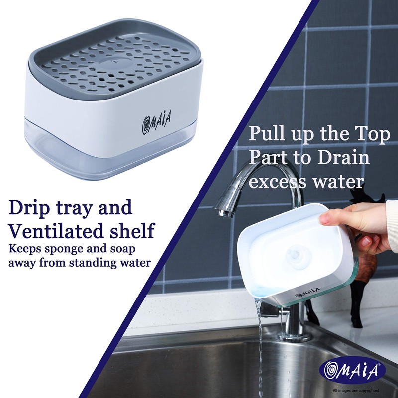 OMAIA 2-in-1 Dish Soap Dispenser with Sponge Holder - Smart