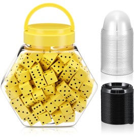 Soulchen 200 Pcs 0.75 Inch Foam Dice for Classroom Bulk with 50 Pcs Dice Cups and 1 Storage Bucket for Math Game Interactive Learning Team Building Classroom Teacher Party Supplies