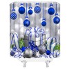Merry Christmas Shower Curtain Blue Christmas Balls Gift Box Winter