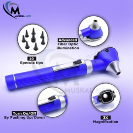 MuskalMed MuskLife Otoscope - Ear Scope with Light, Ear Infection Detector, Pocket Size, in 10+ Colors! Blue Style