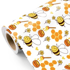 WRAPAHOLIC Bee Wedding Wrapping Paper - Mini Roll - 17 Inch x 16.5 Feet - Honey Bee Wrapping Paper Perfect for Bridal Shower, Wedding, Birthday, Baby Shower