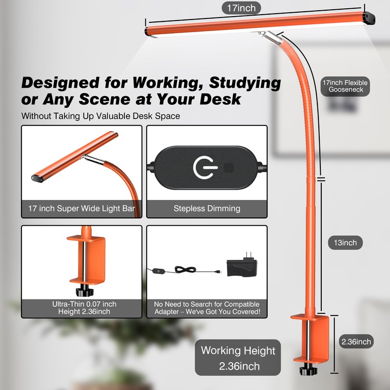 Airlonv LED Desk Lamp for Office Home, Eye-Caring Desk Light