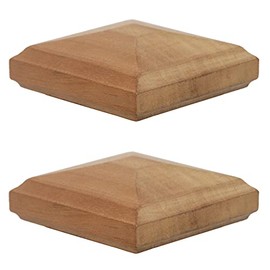 4x4 Traditional Wood Pyramid Post Caps (2-Pack) - One-Piece Miterless - Fence & Deck Protection (2, 3-1/2")
