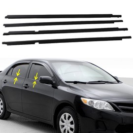 SEBLAFF 4Pcs Window Moulding Weatherstrip Trim Seal Belt Replacement for Corolla 2009-2012 Black