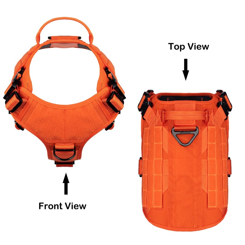 ICEFANG Tactical Dog Harness with 4X Metal Buckle,Working Dog MOLLE