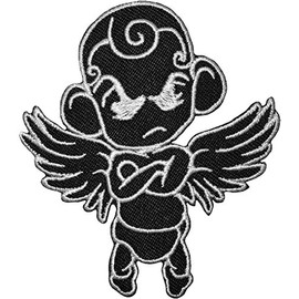 OTA PATCH Little Angel wing Embroidered Iron on Applique Patch biker heavy Goth Emo Rock DIY Logo Jacket Vest shirt hat blanket backpack T shirt Embroidered Appliques Symbol Badge Cloth Sign Costume