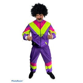 Rubber Johnnies 80s Shell Suit COSTUME, Fancy Dress, Scouser, Tracksuit, Couples, Adult, Purple