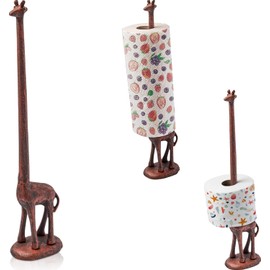 Comfify Giraffe Paper Towel Holder for Kitchen or Decorative Toilet Paper Stand for Bathroom - Unique Antique, Vintage, Whimsical Animal Design Roll Dispenser for Home Decor - Copper with Black