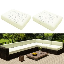 Hiseng Outdoor Sofa Seat Cushion Cover Set of 2 Waterproof with Zip, Patio Chair Sofa Cushion Cover Removable, Weatherproof Sofa Cover for Garden Furniture Made of Rattan (65 x 65 x 10 cm, Beige)